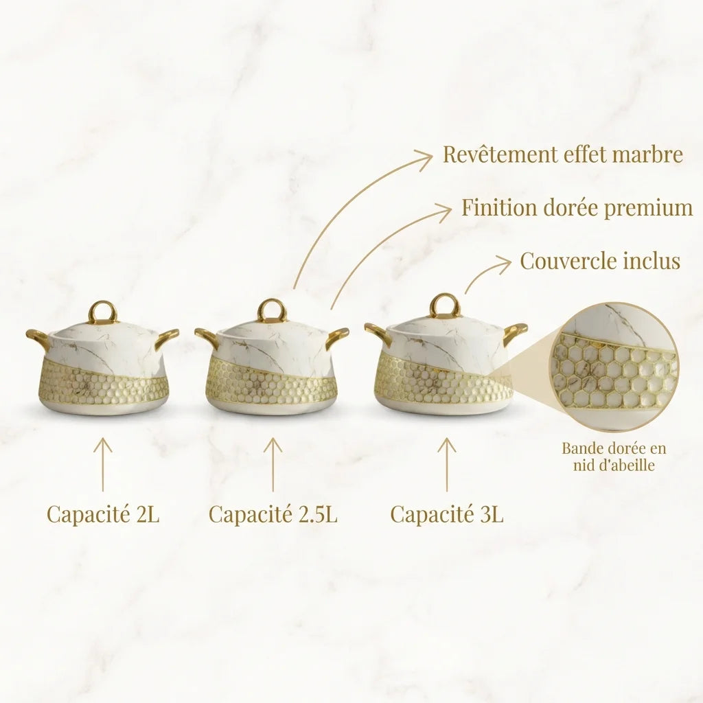 Thermos Alimentaire 3 Pièces – 2L + 2.5L + 3L