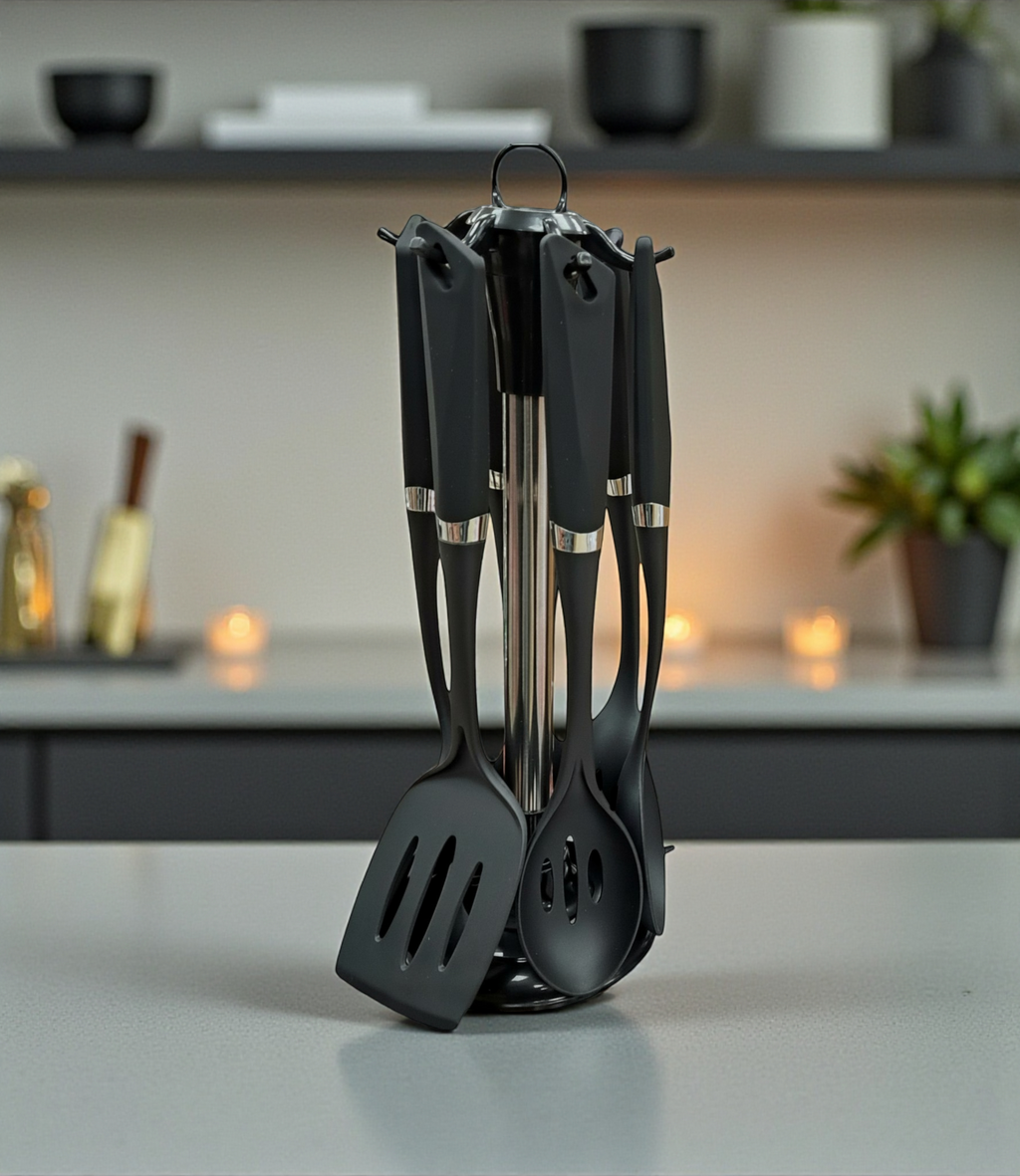 Set d’ustensiles avec support  - 7 pièces