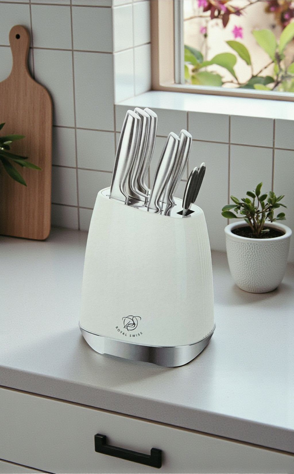 Set de couteaux avec bloc - Blanc