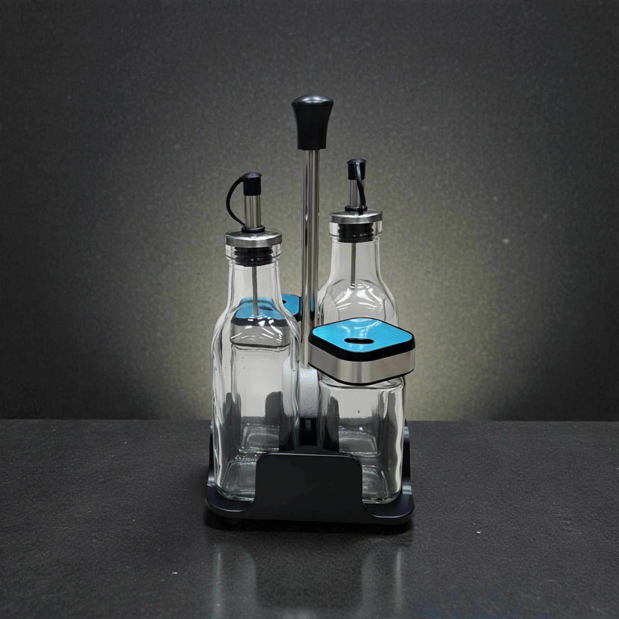 Set huile et vinaigre avec support