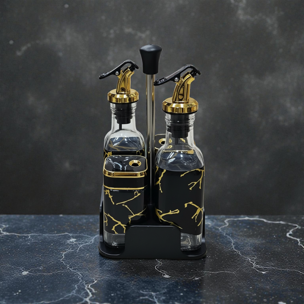 Set huile et vinaigre avec support