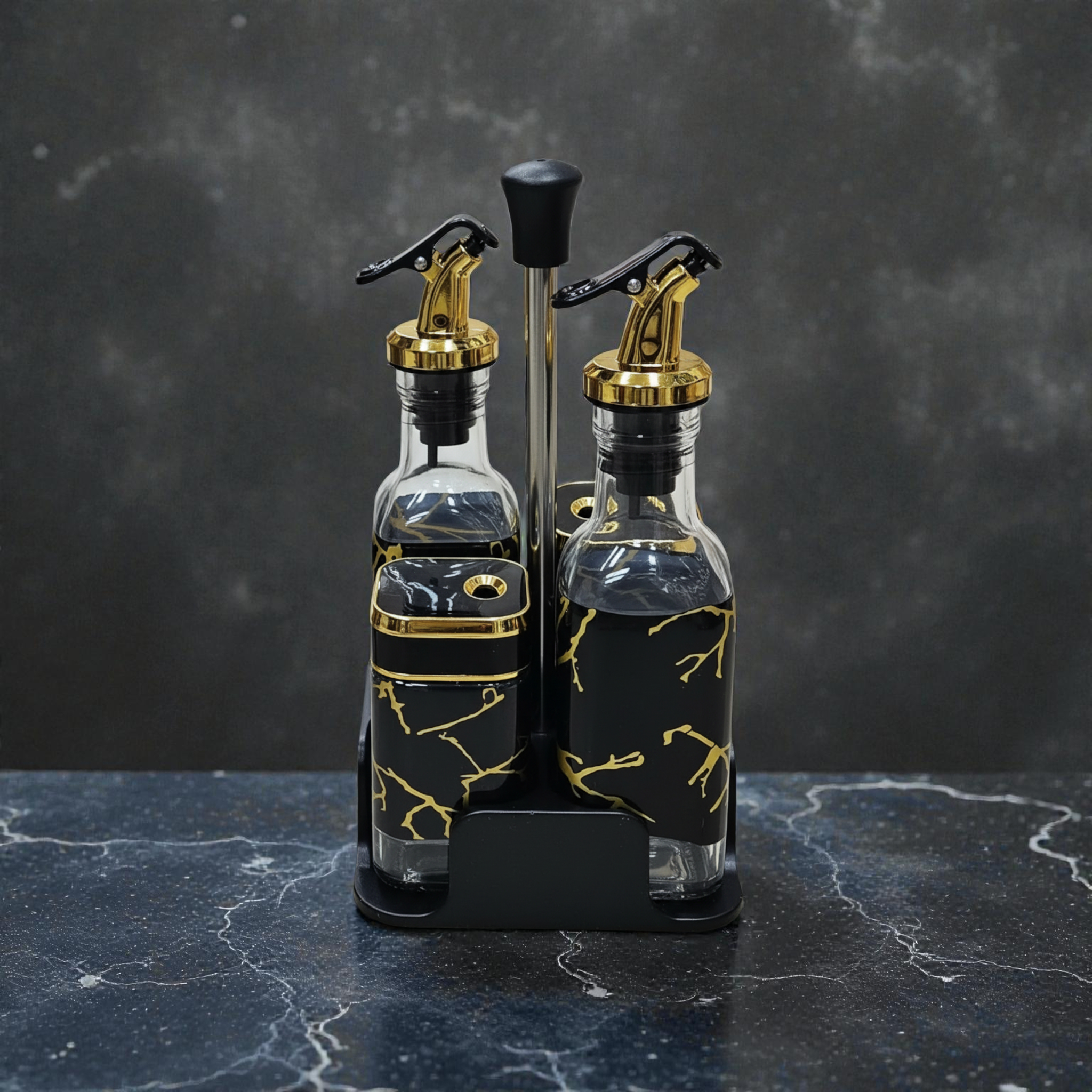 Set huile et vinaigre avec support