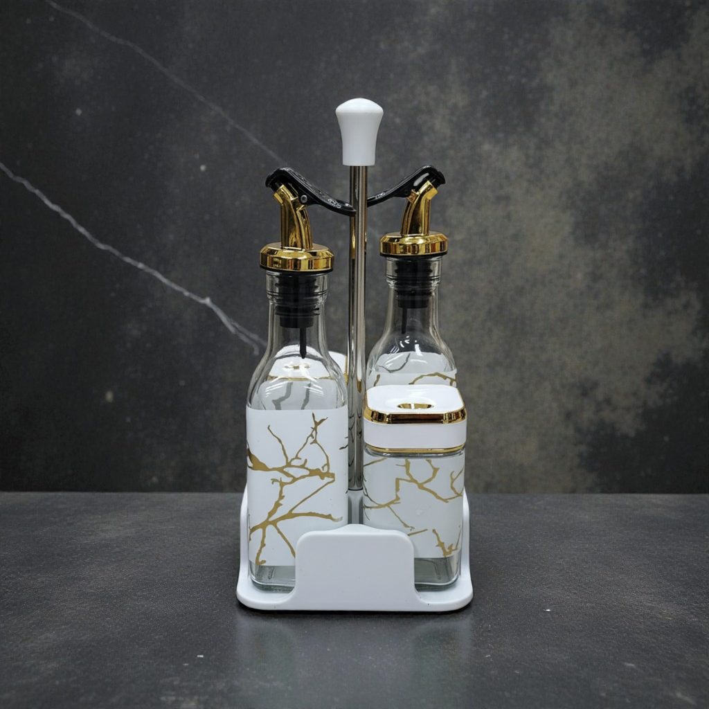 Set huile et vinaigre avec support