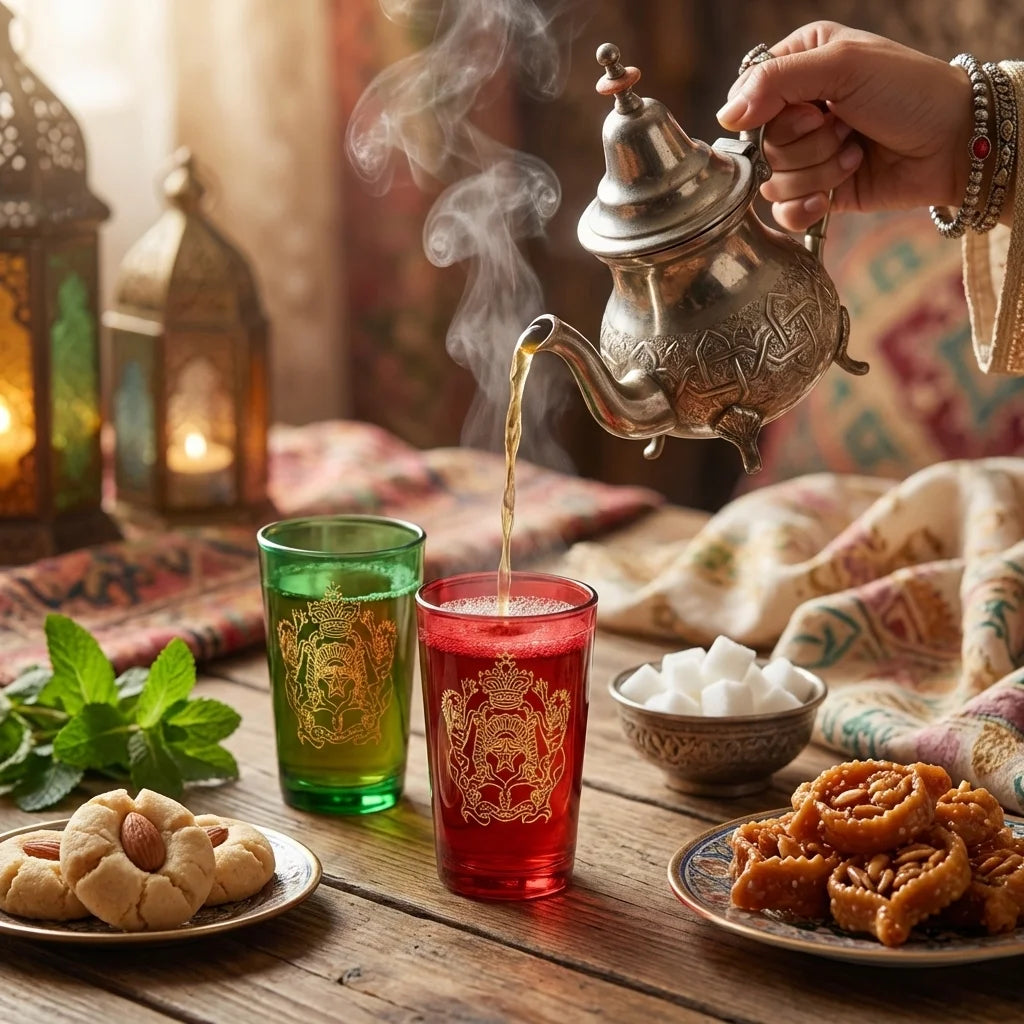 Verres à Thé Marocains – Motif Doré Traditionnel (Lot de 6)
