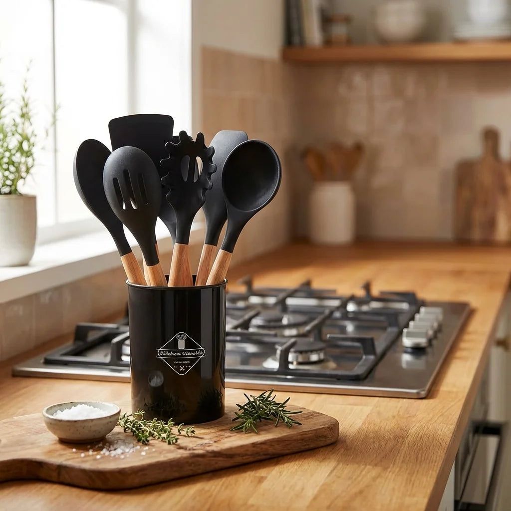 Set d’ustensiles de cuisine en silicone – 12 pièces