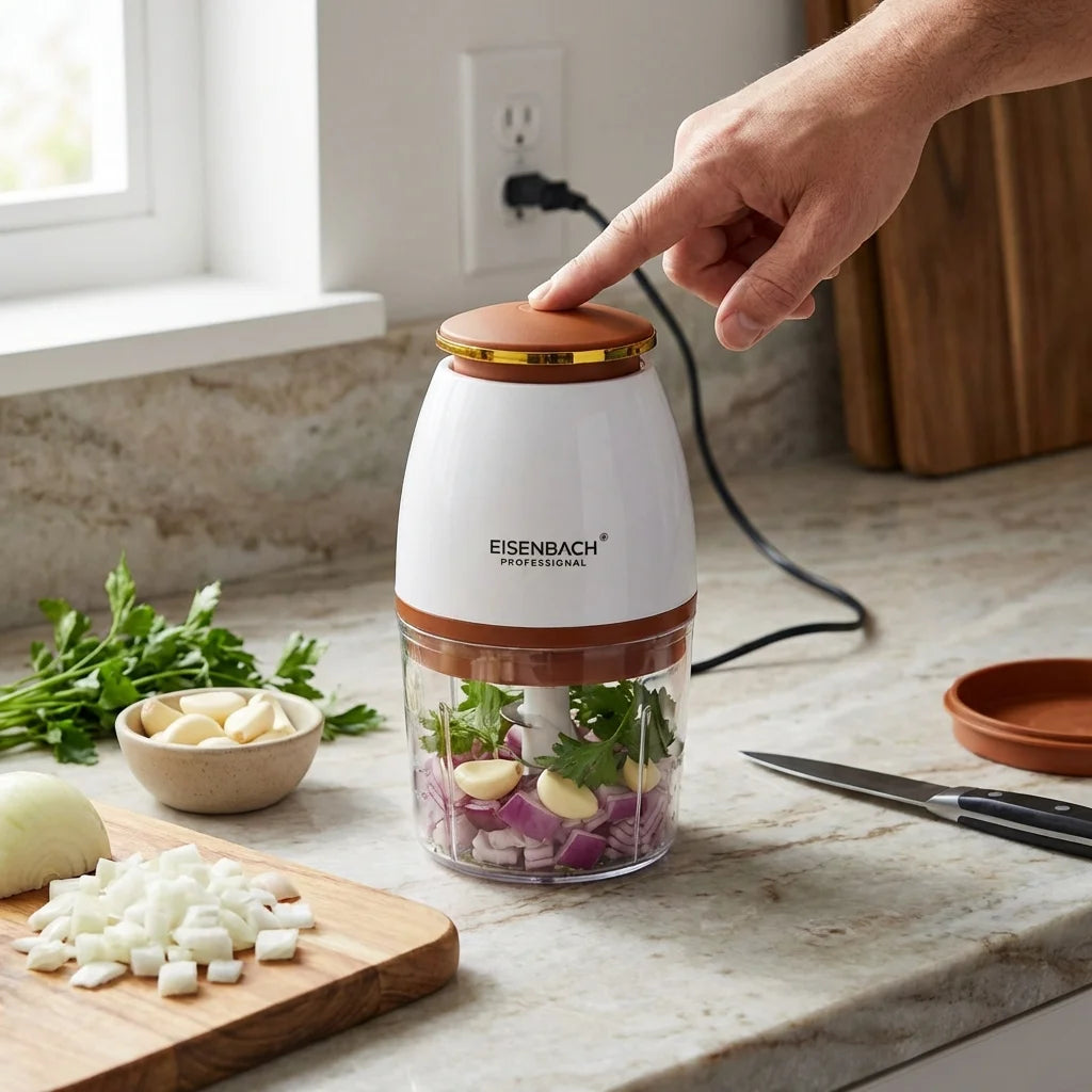 Mini Hachoir Électrique 300W – Mixeur Compact Cuisine, Lames Inox, Bol Transparent, Coupe Rapide Légumes & Viande