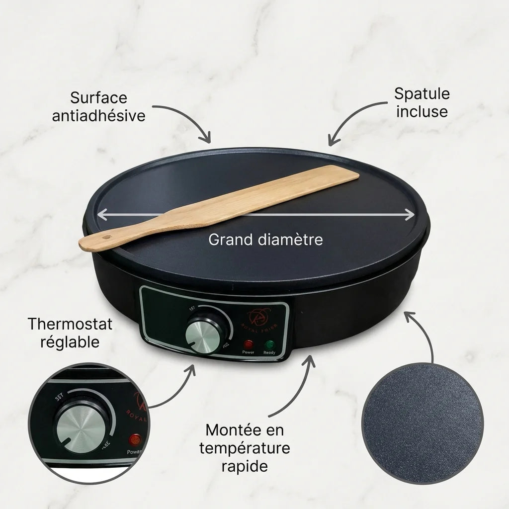 Crêpière électrique 30 cm - Plaque antiadhésive