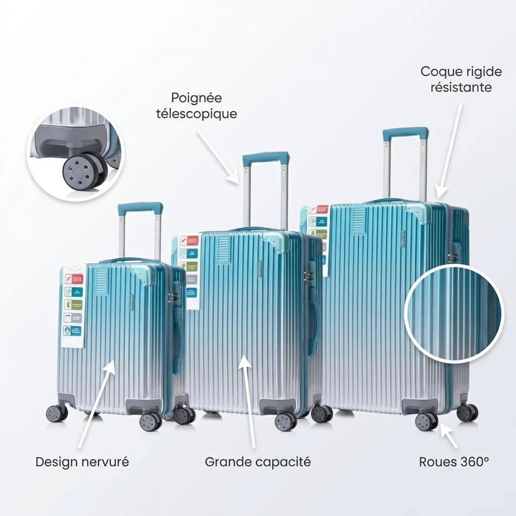Set de 3 Valises – (cabine + moyenne + grande)