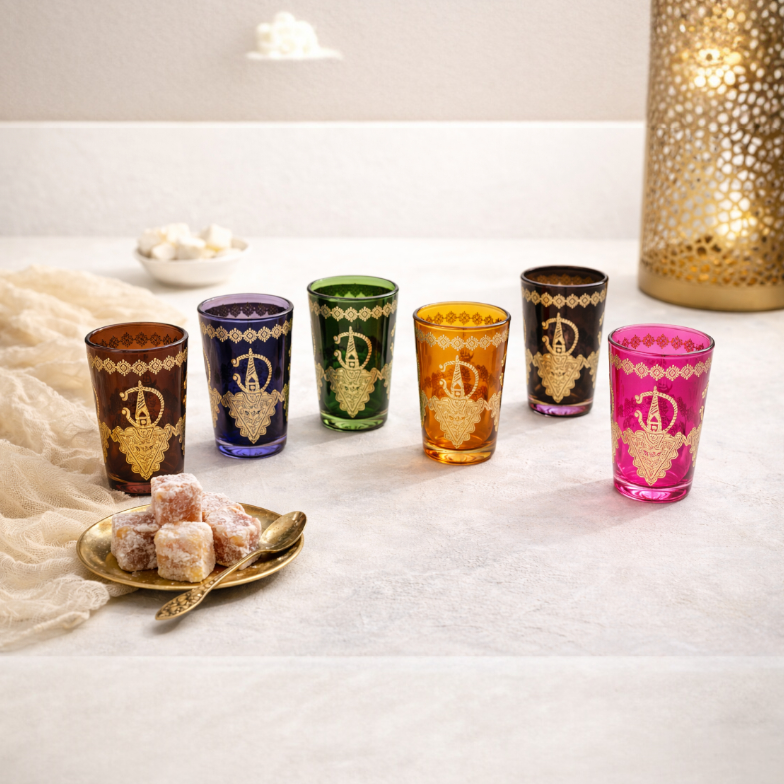 Verres à thé oriental à motifs – Lot de 6