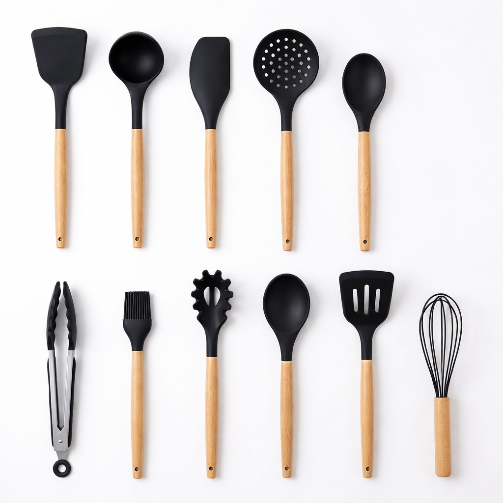 Set d’ustensiles de cuisine en silicone – 12 pièces