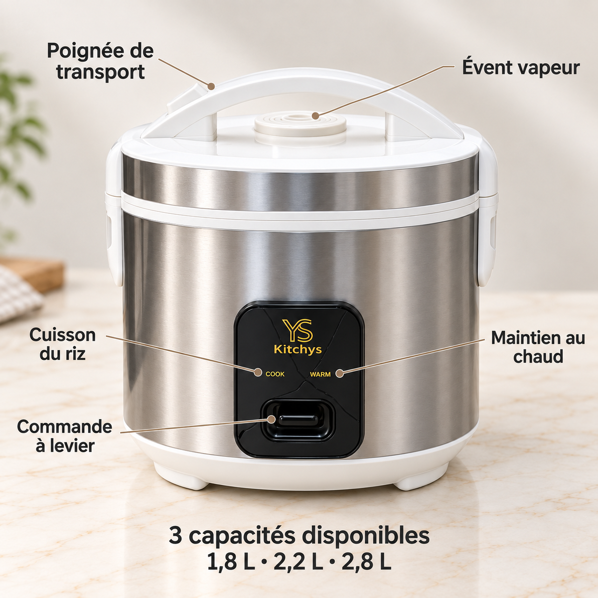Cuiseur à riz – Cuisson Automatique et Maintien au Chaud – Inox