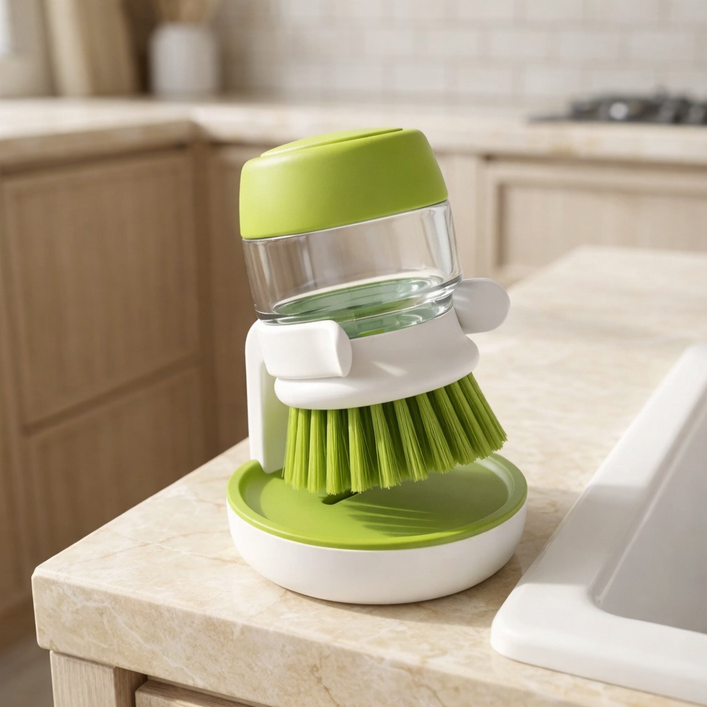 Brosse Vaisselle avec Distributeur de Savon Intégré – Anti Gaspillage, Évier Propre, Nettoyage Cuisine Rapide