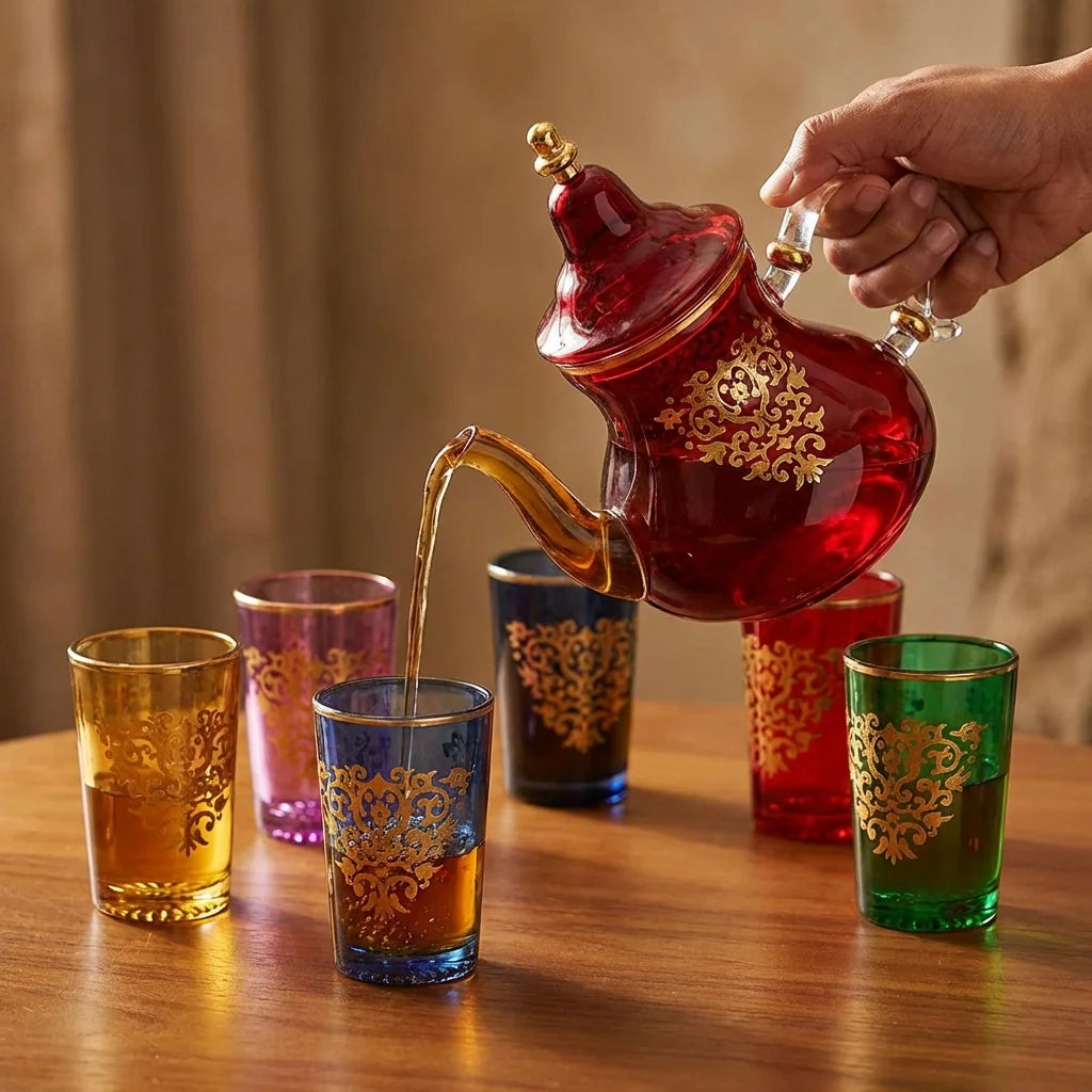 Service à Thé Oriental 7 Pièces – Théière & 6 Verres