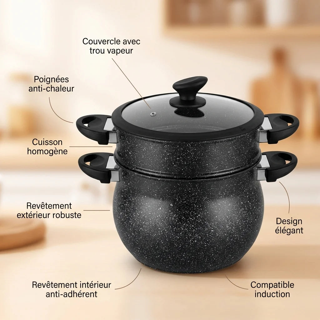 Couscoussier en Pierre – Cuisson Vapeur et Mijotage Traditionnel