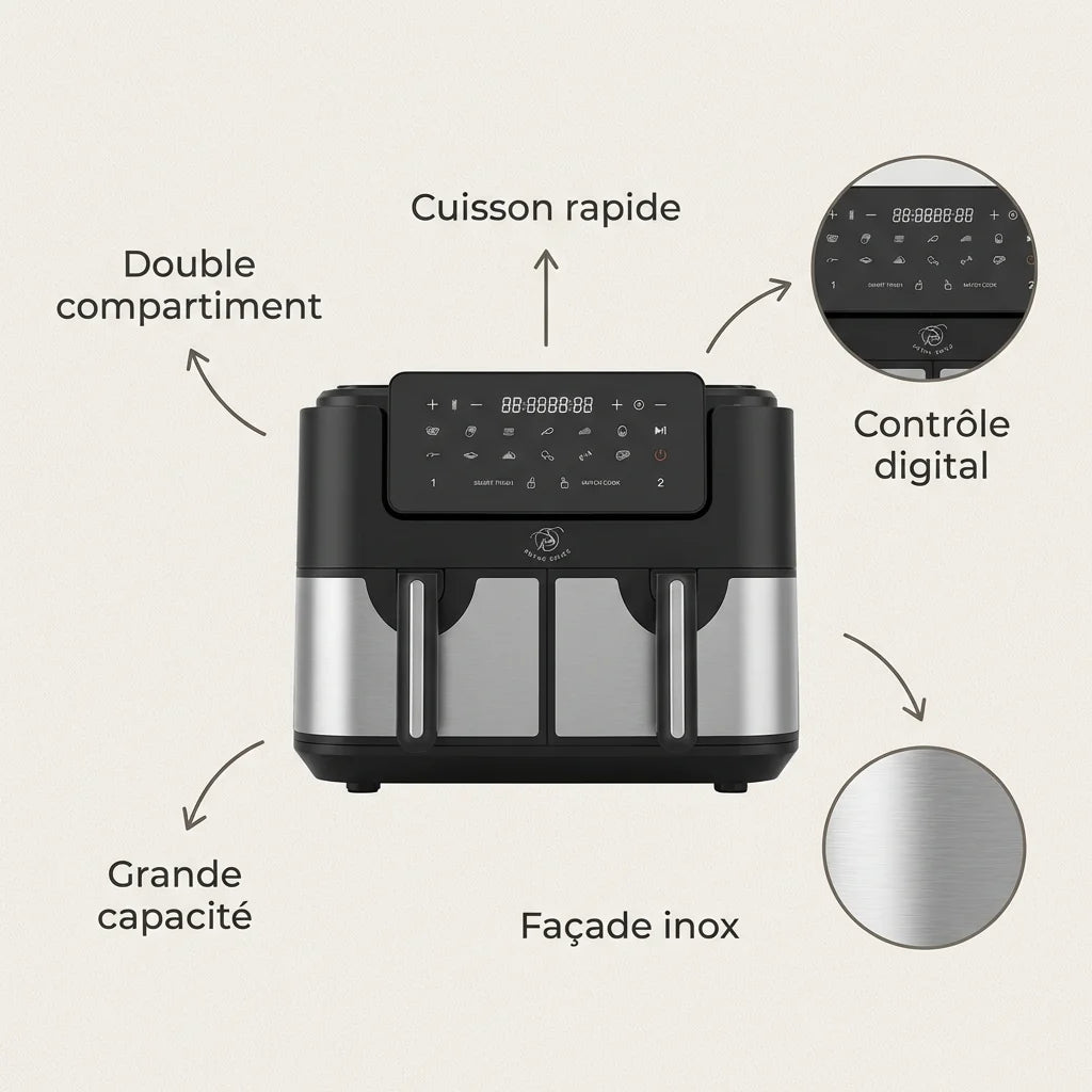 Air fryer double compartiment - 4,5L + 4,5L