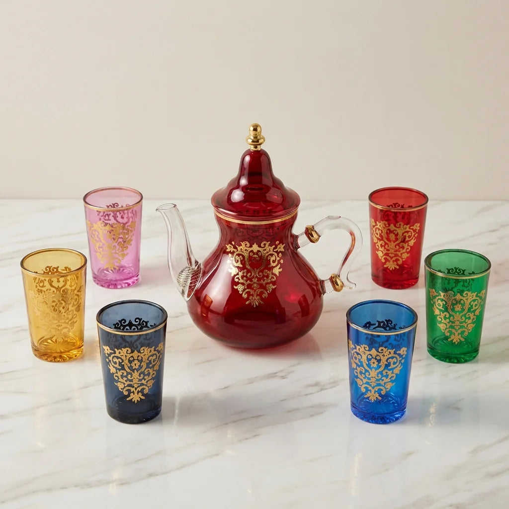 Service à Thé Oriental 7 Pièces – Théière & 6 Verres