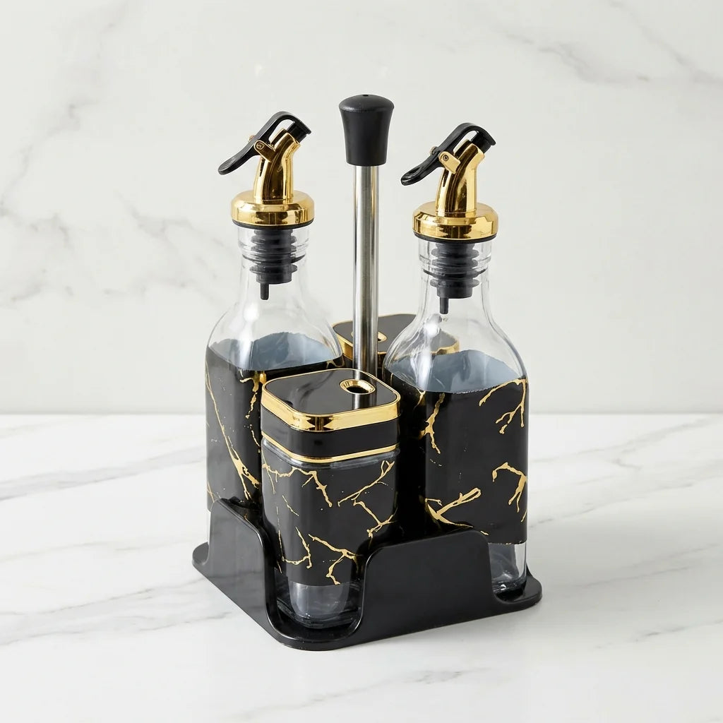 Set huile et vinaigre avec support