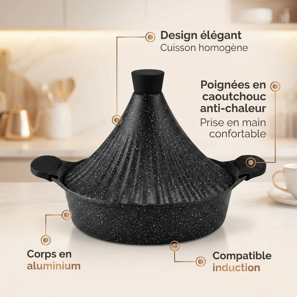 Tajine 28 cm en Aluminium – Revêtement Antiadhésif