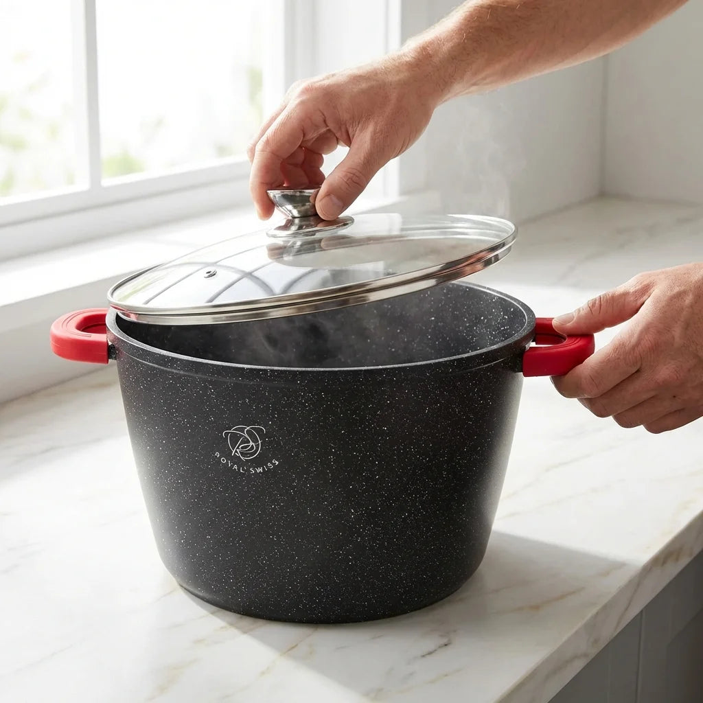 Faitout 32cm avec couvercle en verre