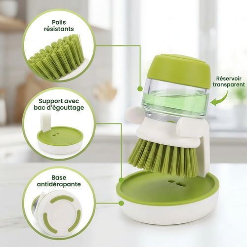 Brosse Vaisselle avec Distributeur de Savon Intégré