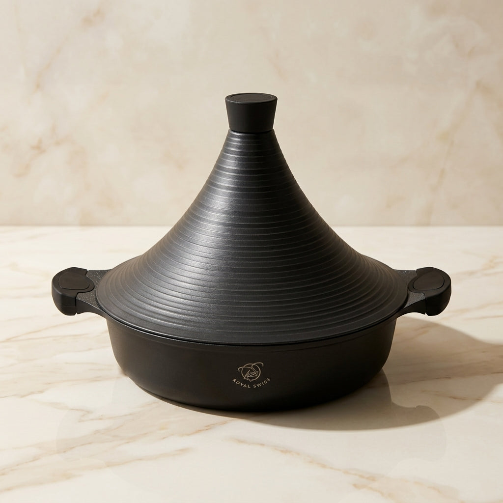 Tajine Noir 32cm en Aluminium – Revêtement Antiadhésif