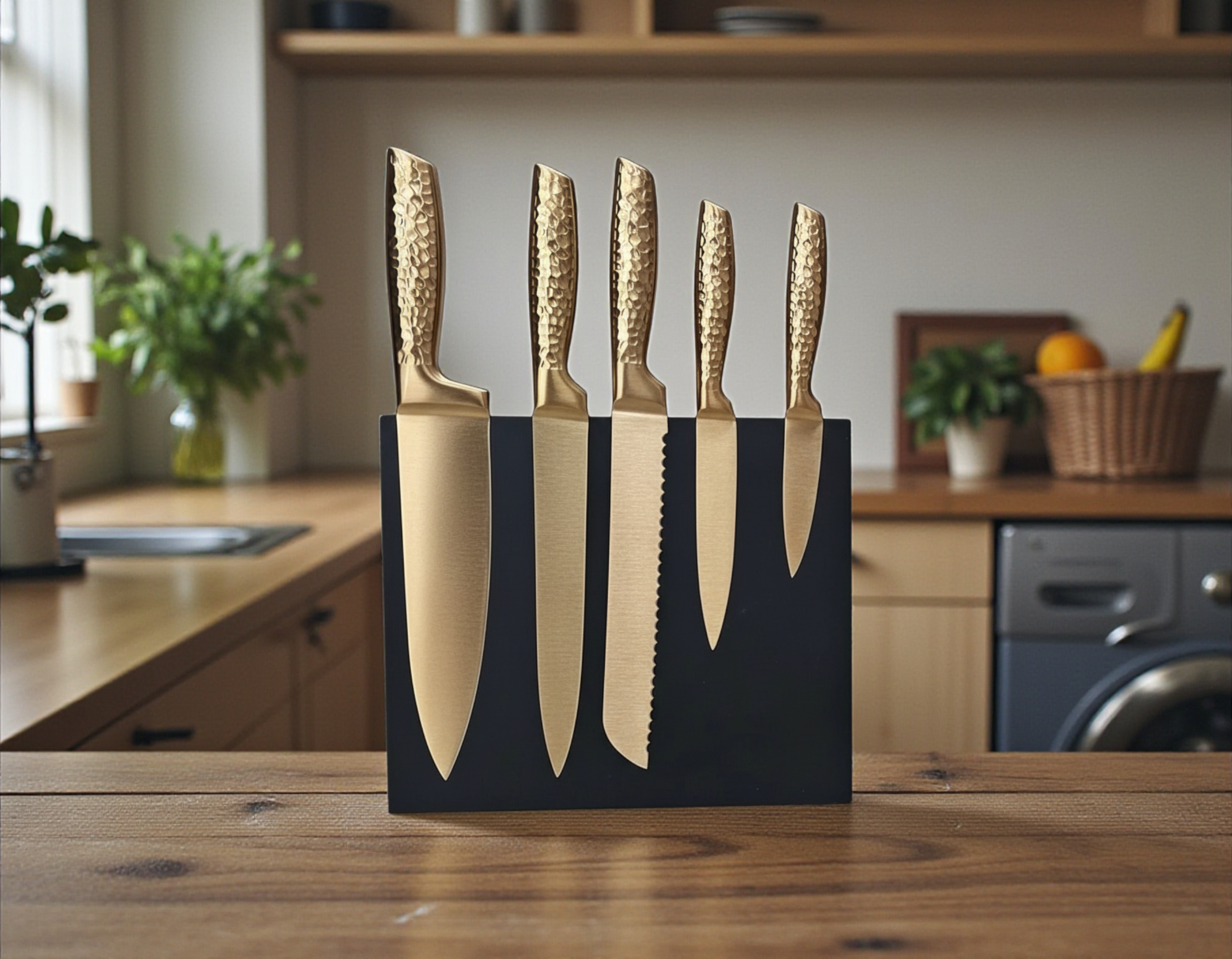 Set de couteaux de cuisine avec support aimanté – 5 pièces