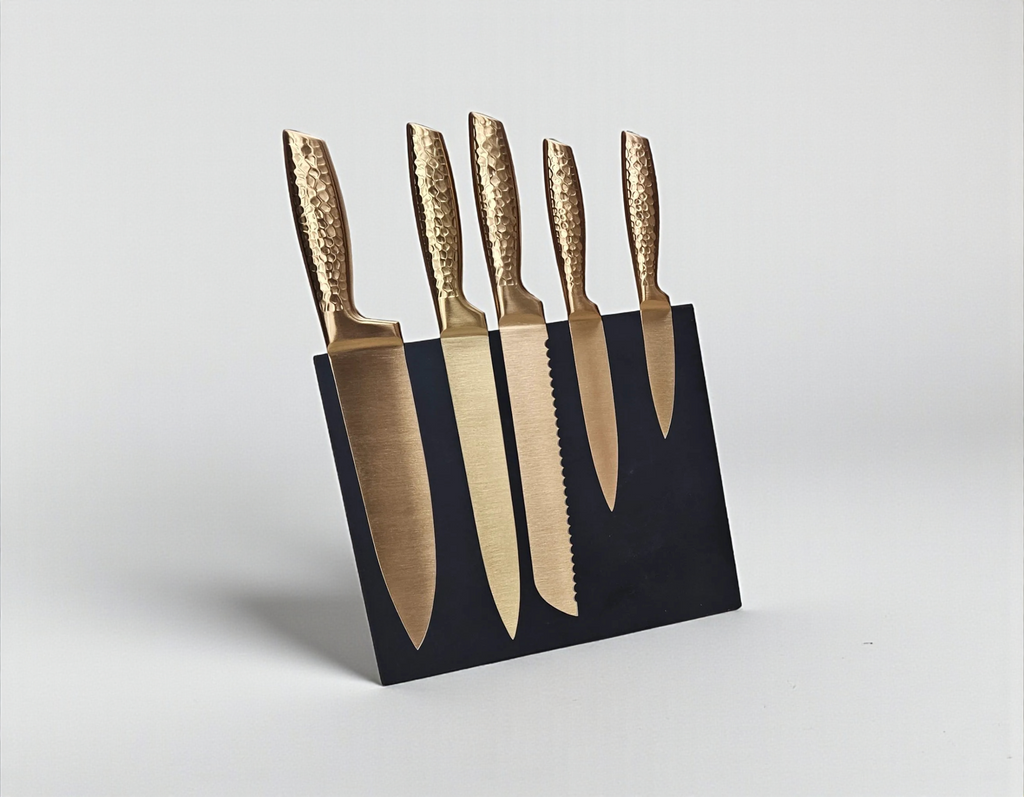 Set de couteaux de cuisine avec support aimanté – 5 pièces