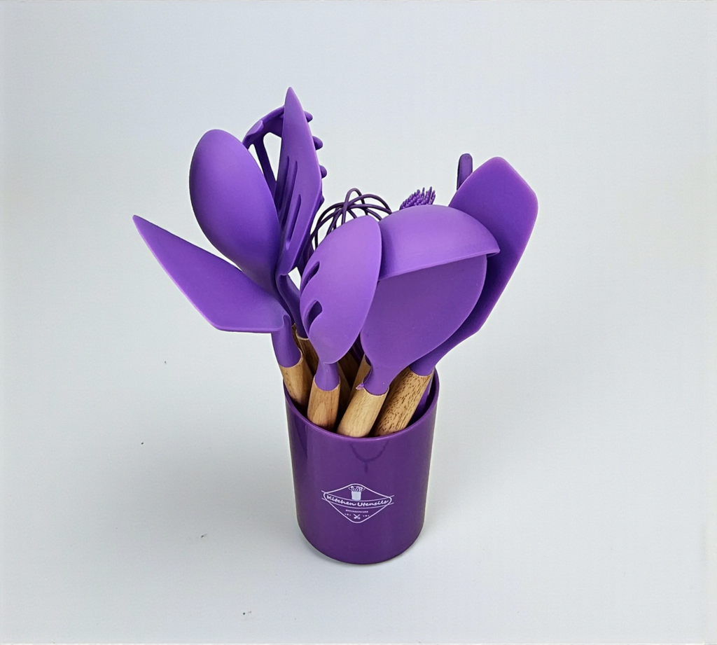 Set d’ustensiles de cuisine en silicone – 12 pièces