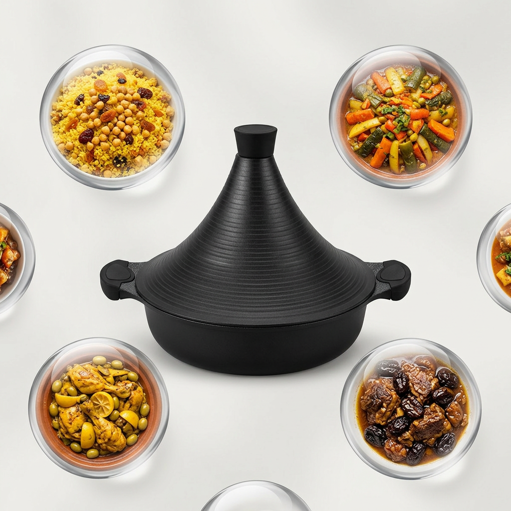Tajine Noir 32cm en Aluminium – Revêtement Antiadhésif