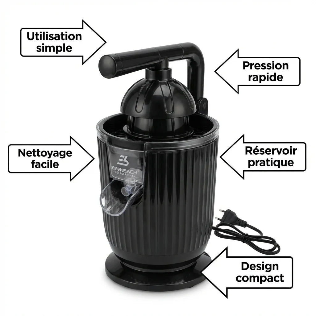 Presse Agrumes Électrique 140W – Extracteur de Jus Compact pour Orange, Citron et Fruits
