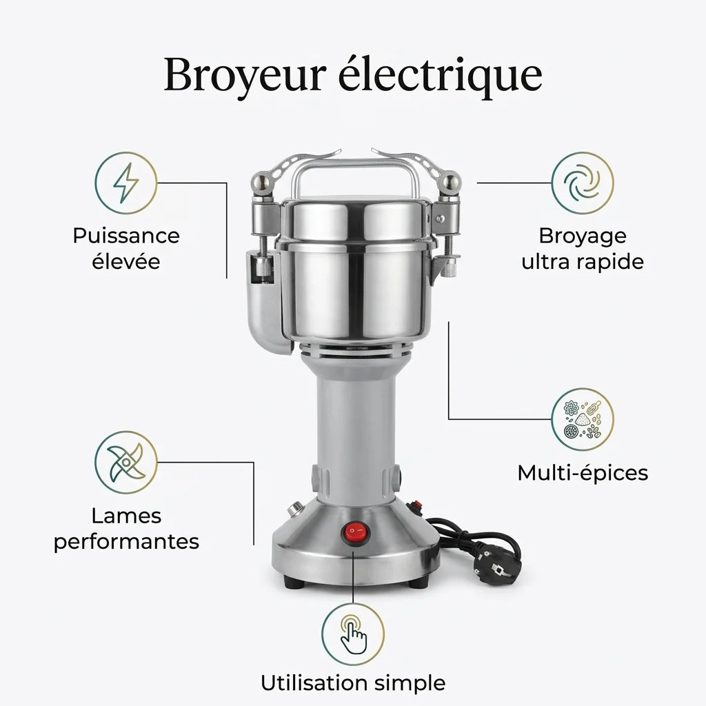 Broyeur Électrique Épices Haute Puissance – Moulin Café & Graines 150g à 1000g
