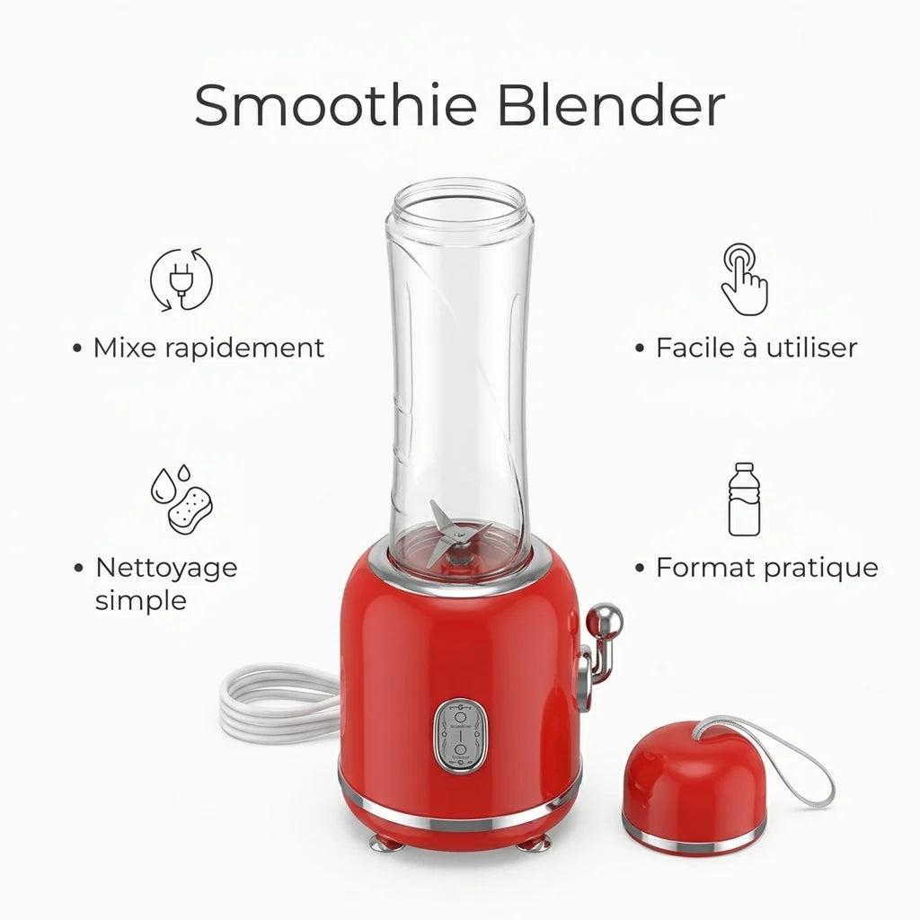 Blender Smoothie Portable 300W – Mixeur Électrique Compact avec Bouteille